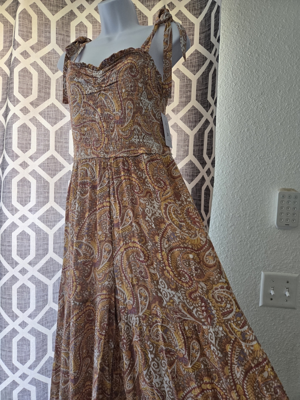 Jessica Simpson Rust and Yellow Paisley Strapless Pantsuit - Picture 2 of 4
